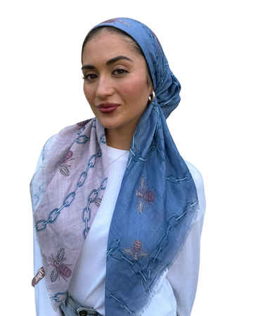 TYED Blue/Pink Multi Chain Square Scarf Myselflingerie.com